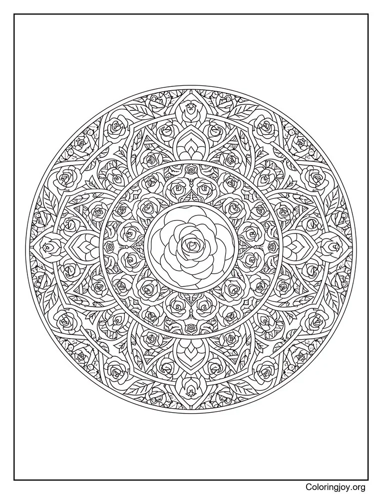 Rose Mandala Coloring Page