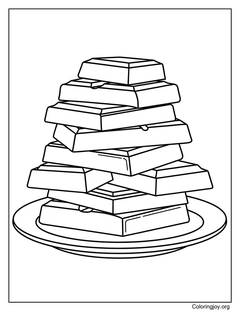 Simple Chocolate Squares Coloring Page