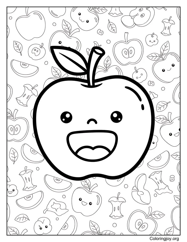 smiling apple coloring sheet