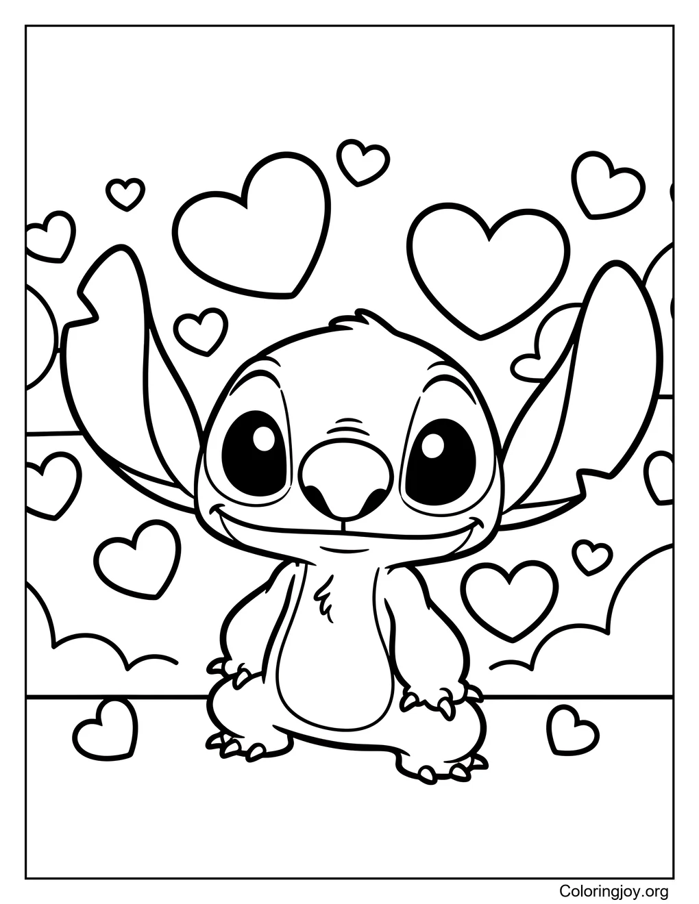 Stitch and Floating Valentine Hearts