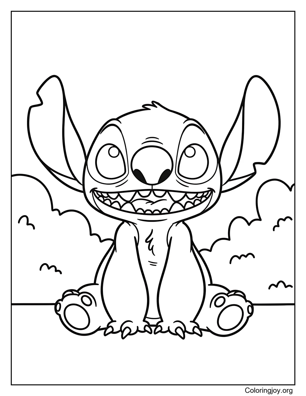 Stitch smiling after doing the right thing