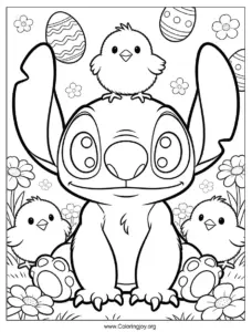 Free Printable Stitch with little chicks