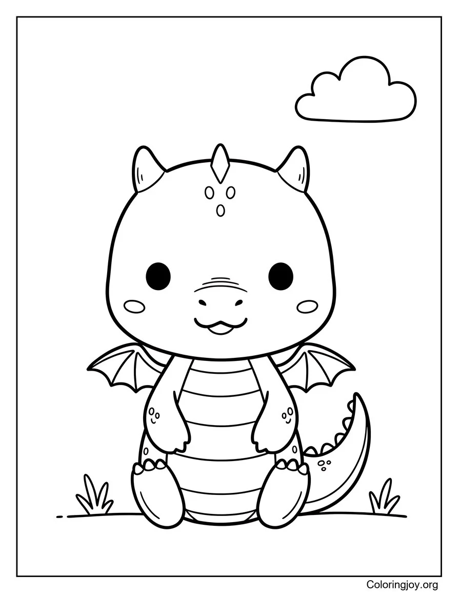 Sweet Cartoon Dragon with Tiny Wings for kids