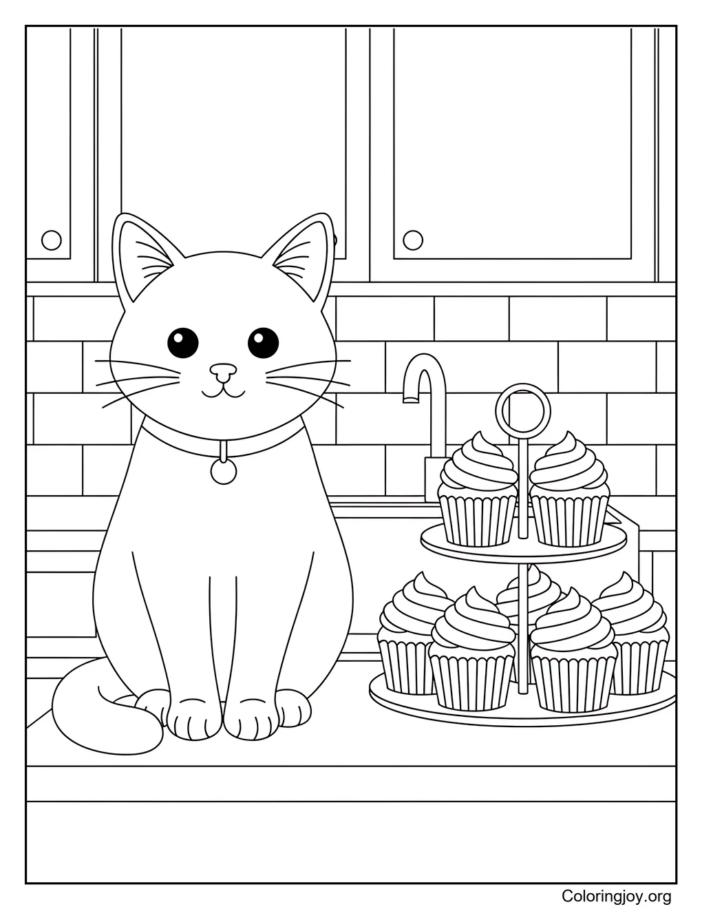 Tabby Cat with Cupcakes