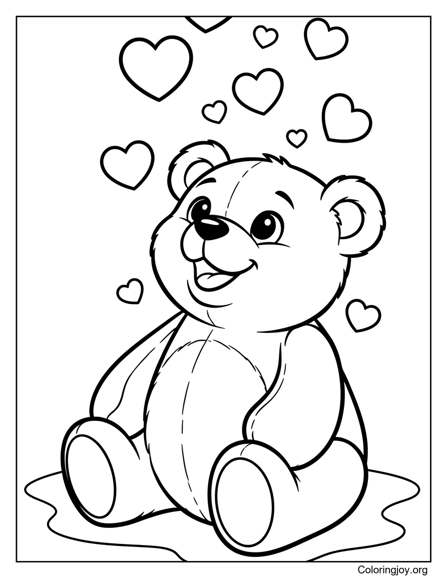 Teddy Bear and Hearts
