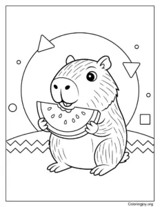 Adorable Capybara Enjoying a Watermelon