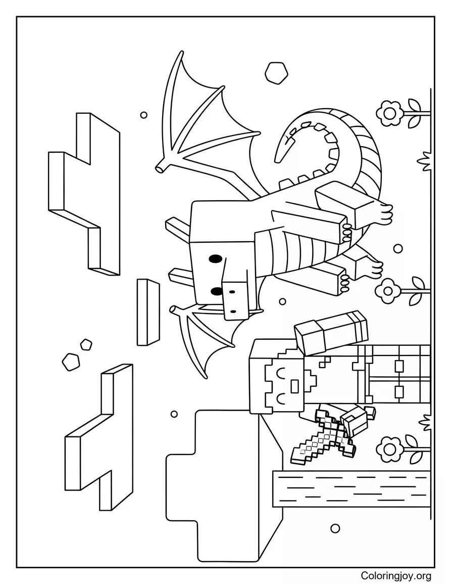 Adventure Hero and Ender Dragon (inspired by Minecraft)