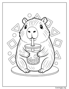 Cute Capybara with Boba Tea