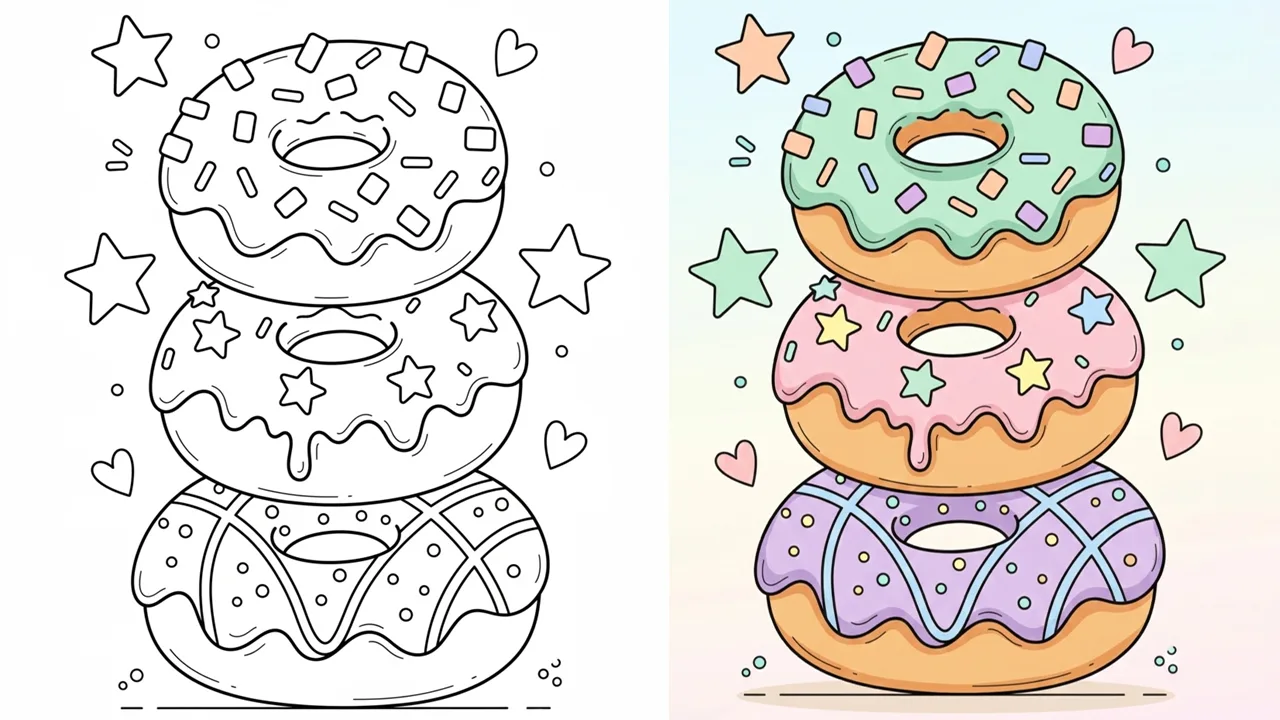 Donut Coloring Pages