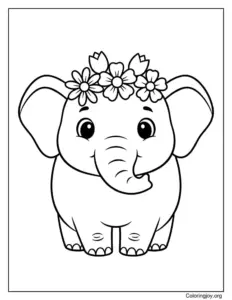 Elephant wearing flower crown