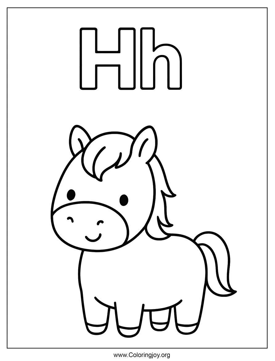 H for Horse Coloring Page