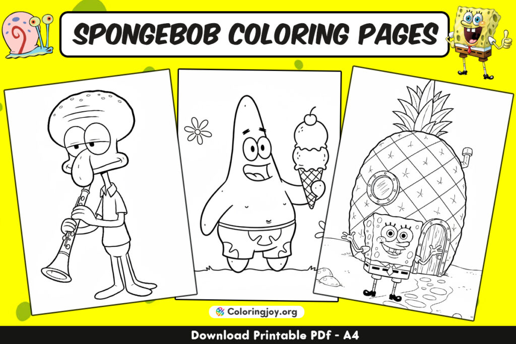 SpongeBob Coloring Pages PDF (62 Free Printables)