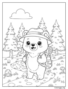 Adventure Bear with Backpack Exploring the Forest