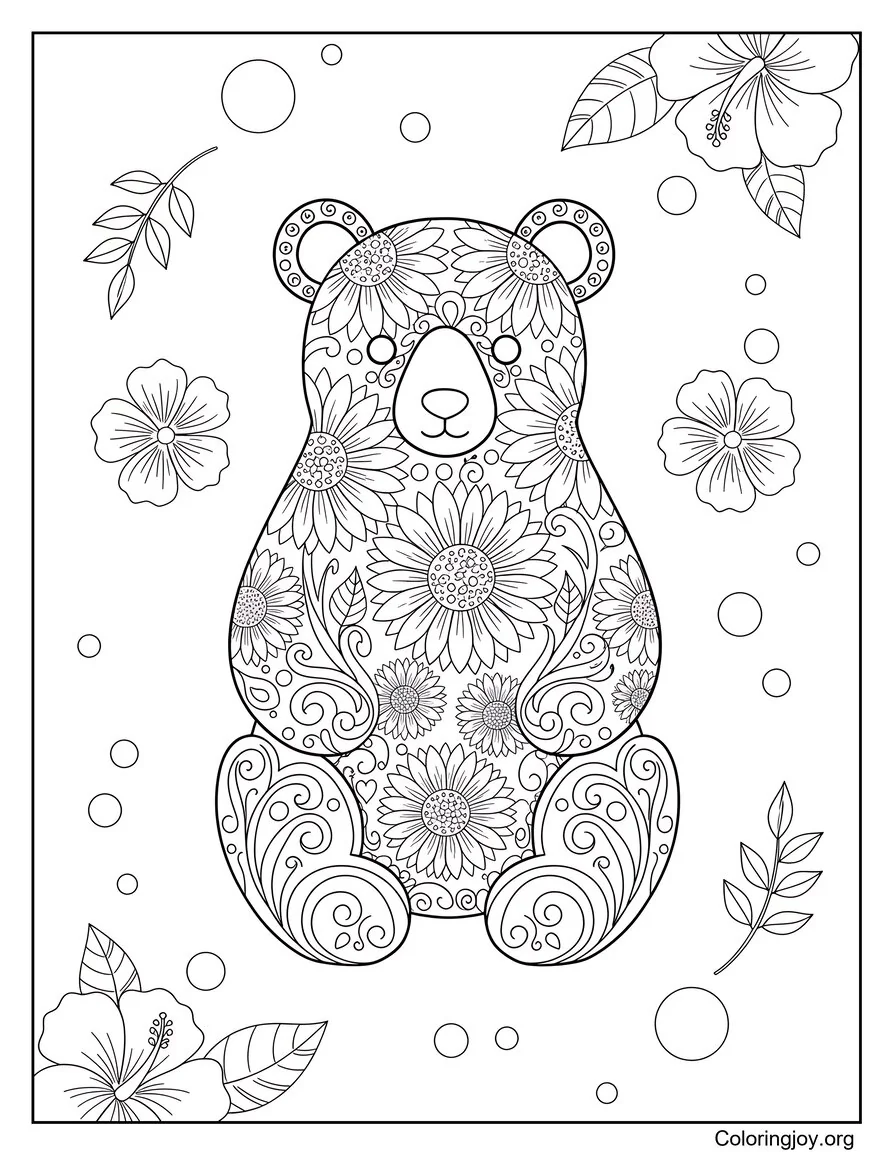 Aesthetic Floral Bear Design