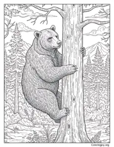 Realistic Brown Bear Standing Upright In Mountain Valley