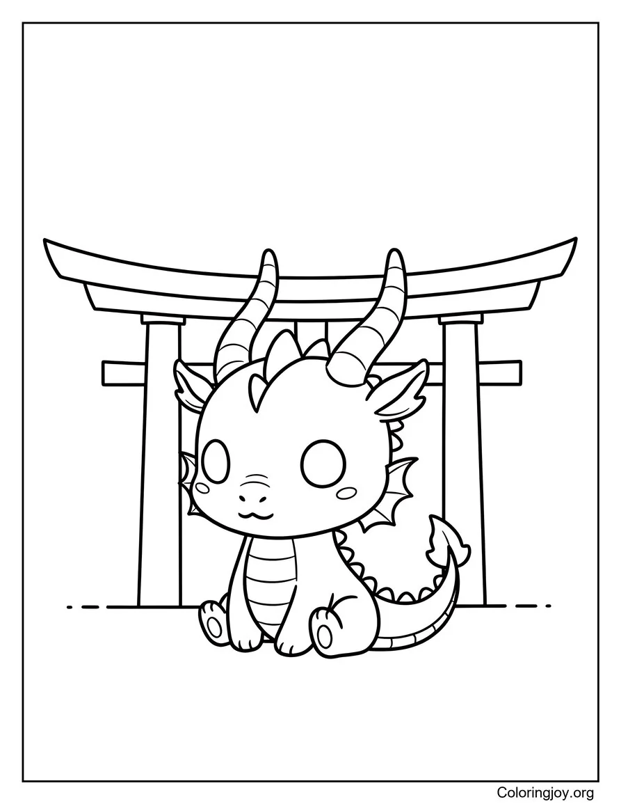 Ancient Temple Dragon with Long Horns