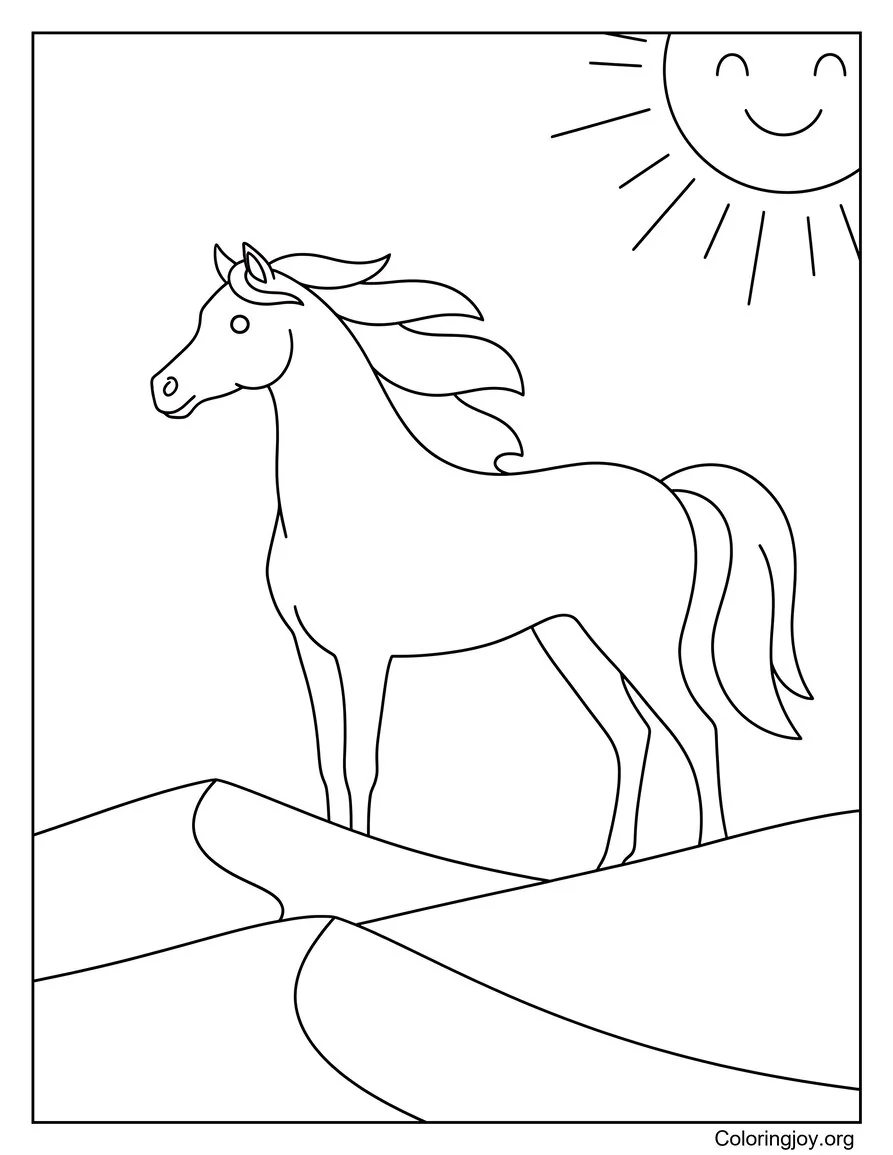 Coloring Page of Beautiful Arabian Horse