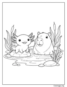 Axolotl and Capybara Friends