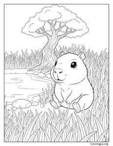 Baby Capybara in Nature