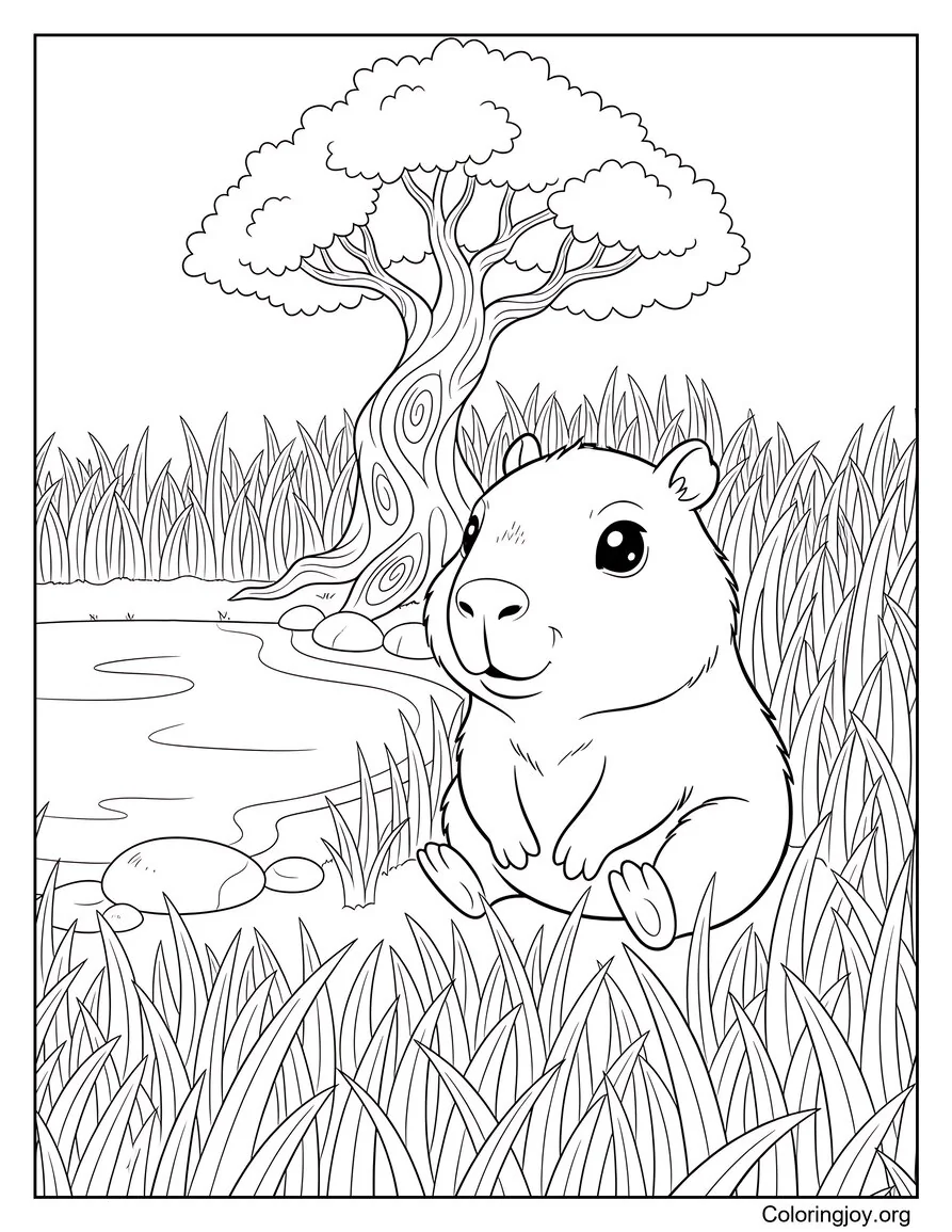 Baby Capybara in Nature