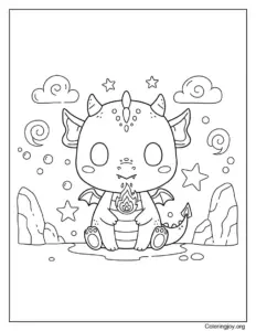 Baby Fire Dragon Blowing Tiny Flames