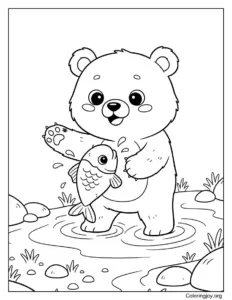 Bear Catching Fish in River