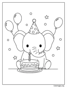 Elephant wearing a party hat