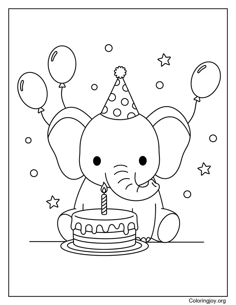 Elephant wearing a party hat