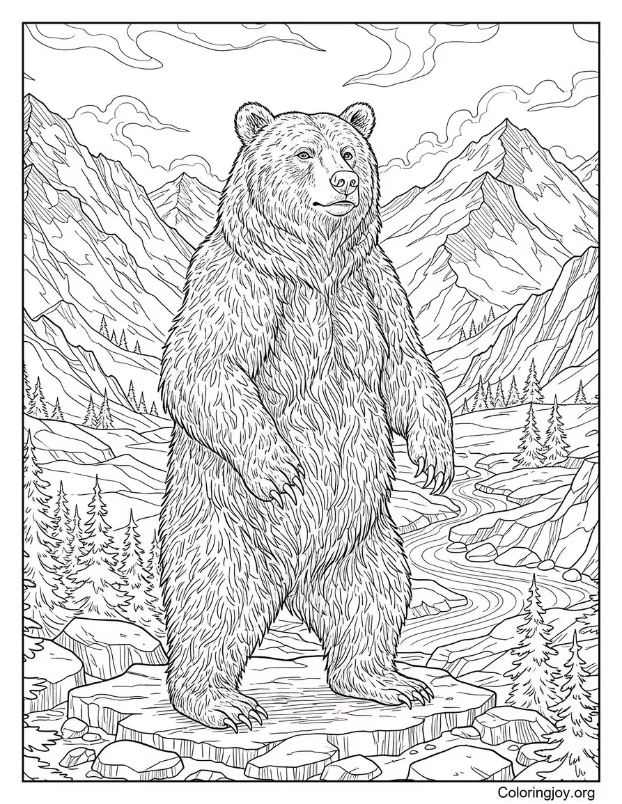 Realistic Mother Bear With Cubs Near A Woodland Den