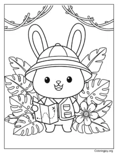 Rabbit Scientist in a Fun Laboratory Coloring Sheet