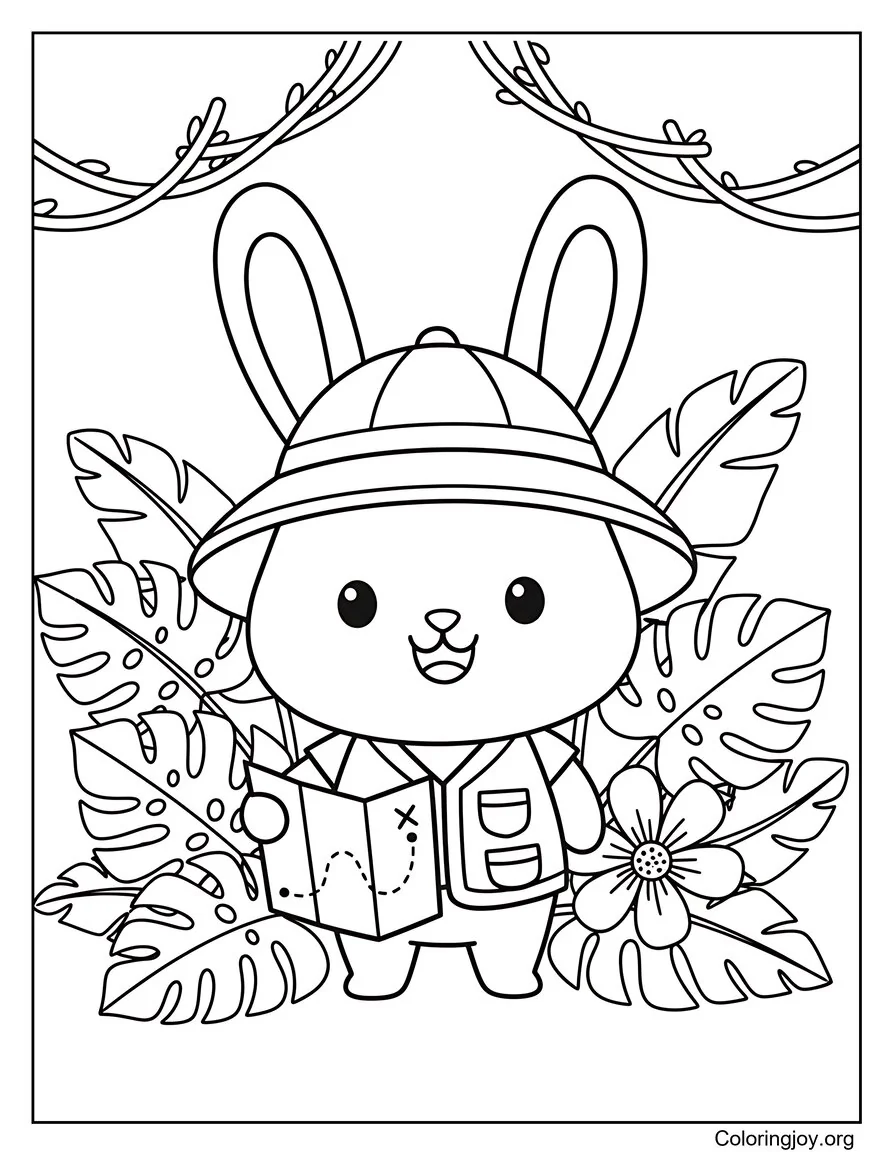 Rabbit Scientist in a Fun Laboratory Coloring Sheet