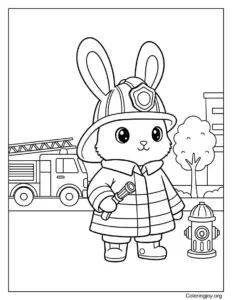 Rabbit Chef Cooking in the Kitchen Coloring Sheet