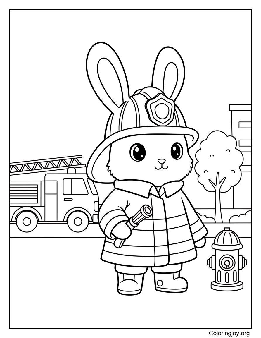 Rabbit Chef Cooking in the Kitchen Coloring Sheet