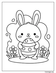 Bunny holding a giant Easter egg