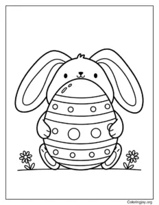 Bunny Hugging a Giant Easter Egg