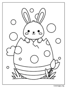 Bunny peeking out of a giant egg for Kids