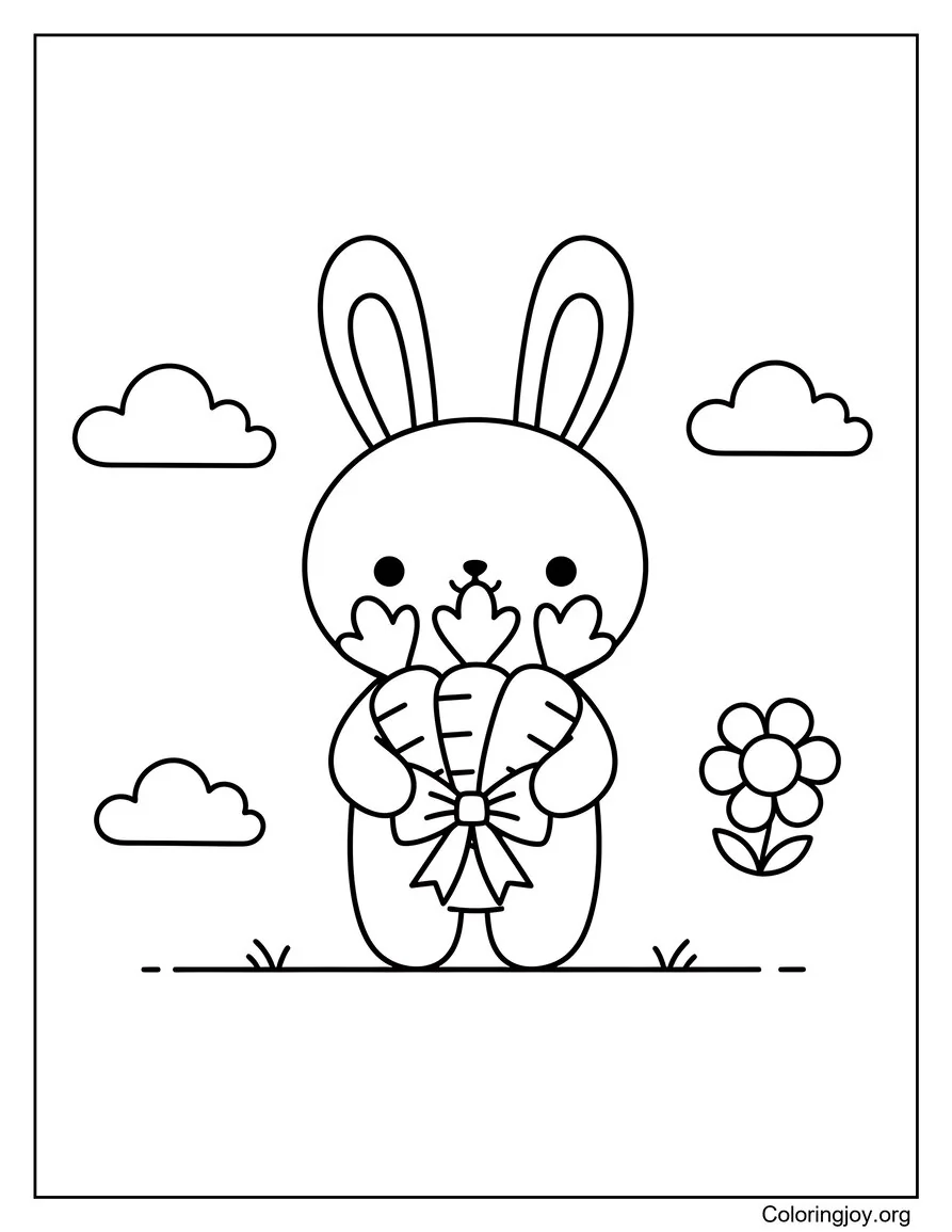 Bunny with carrot bouquet