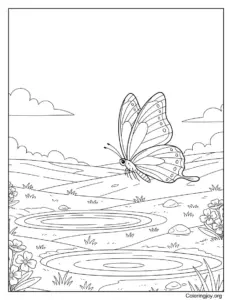 Butterfly Flies Through a Thawing Meadow