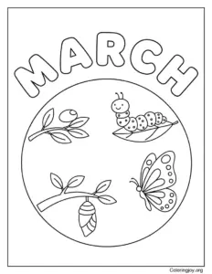 March Butterly Coloring page