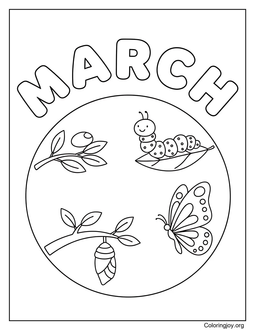 March Butterly Coloring page
