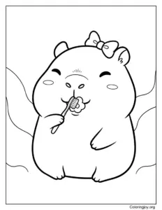 capybara brushing teeth coloring page