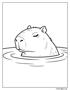 capybara in river coloring page