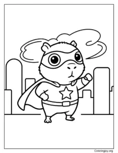 Capybara Superhero Coloring Page