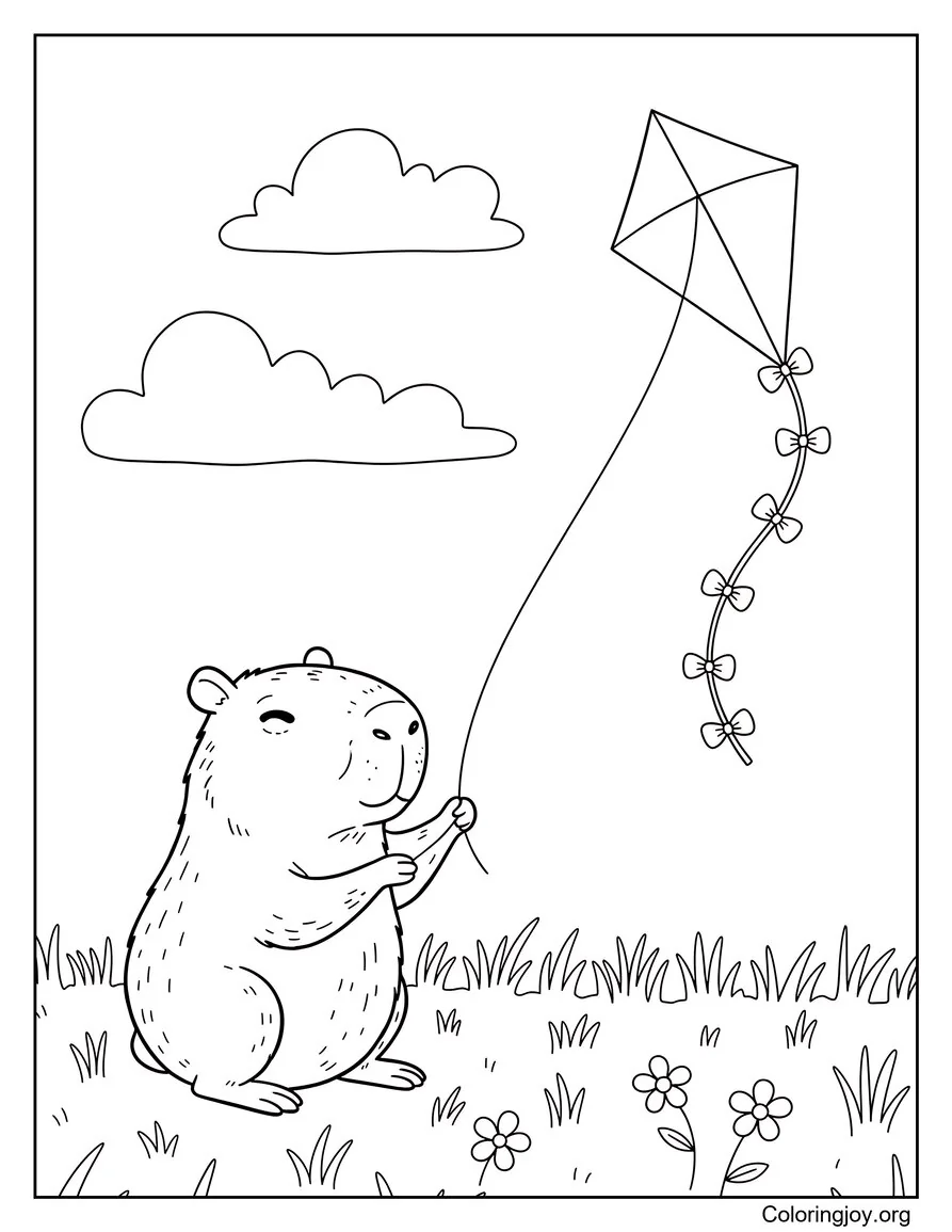 Capybara's Breezy Kite Flight