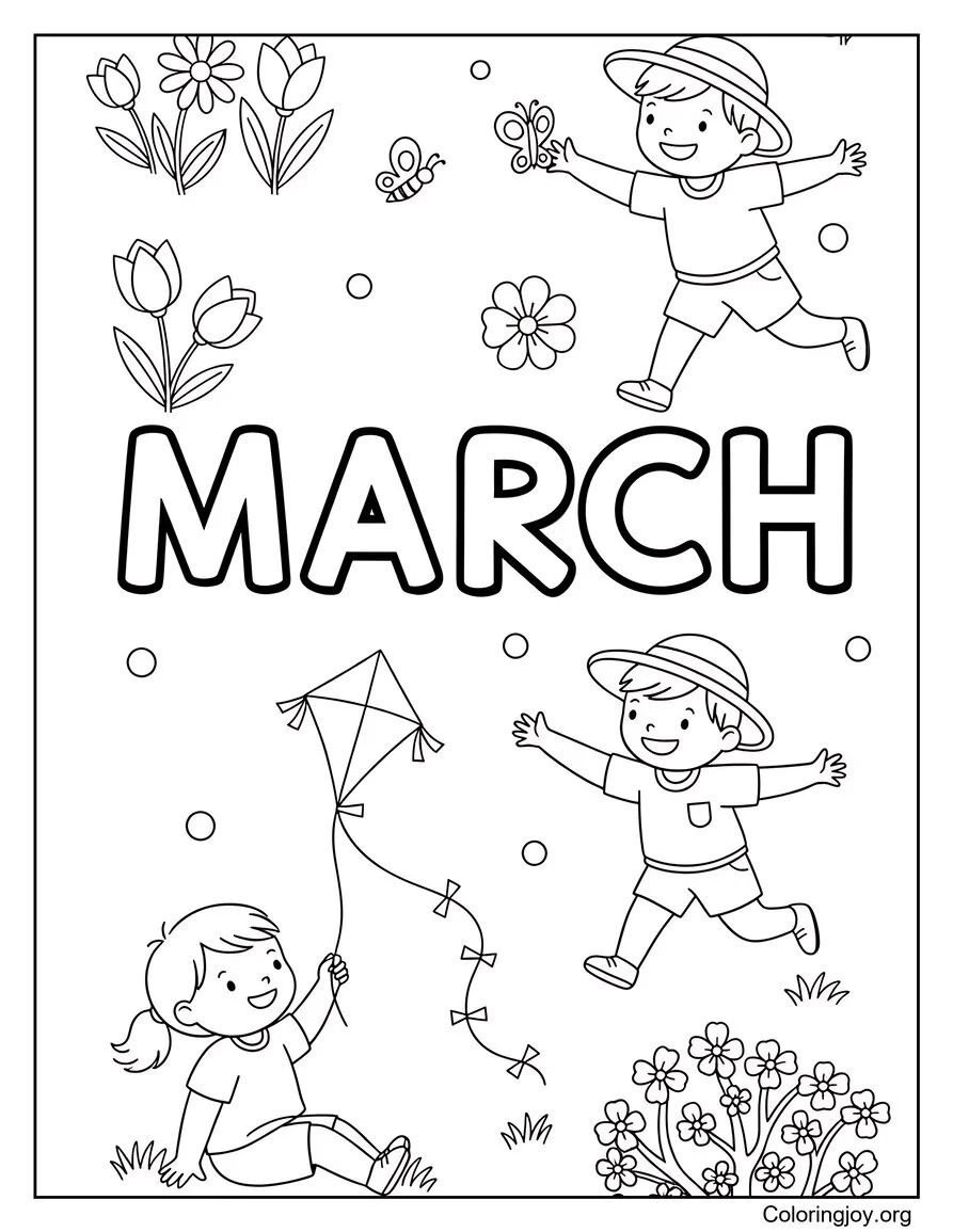 Kids playing on a warm spring day in March