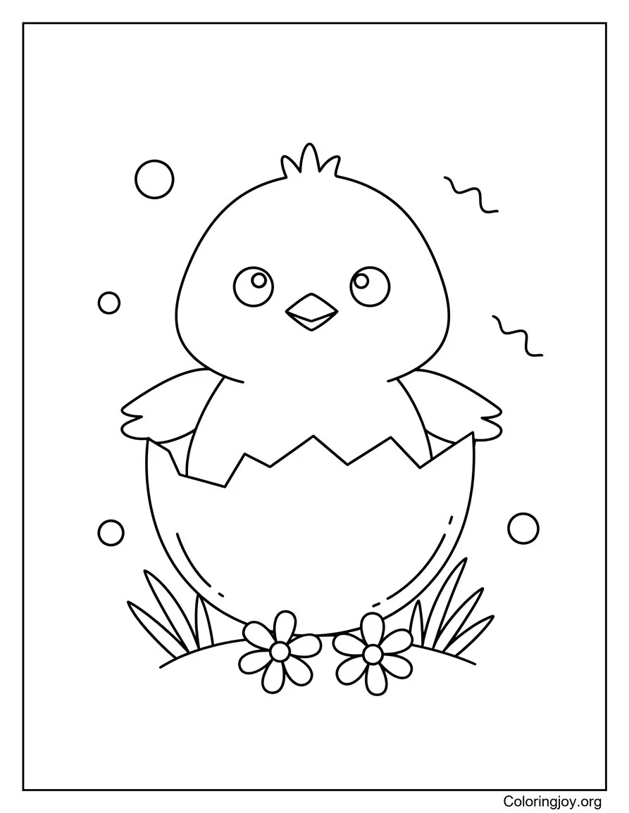 Cute chick hatching from an egg