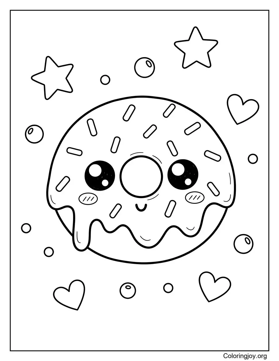 Cute Donut with Smiling Face