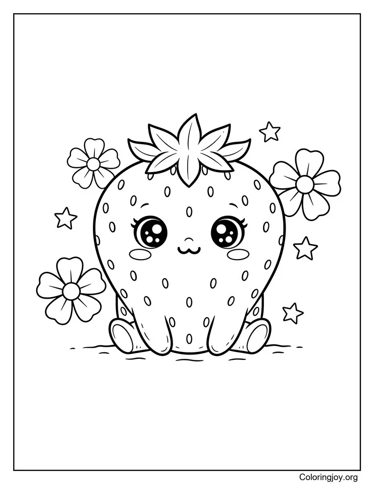 Cute strawberry with a smiling face