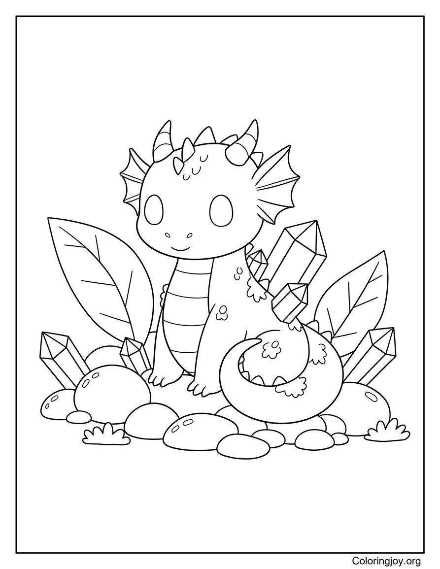 Earth Dragon Covered in Moss and Crystals