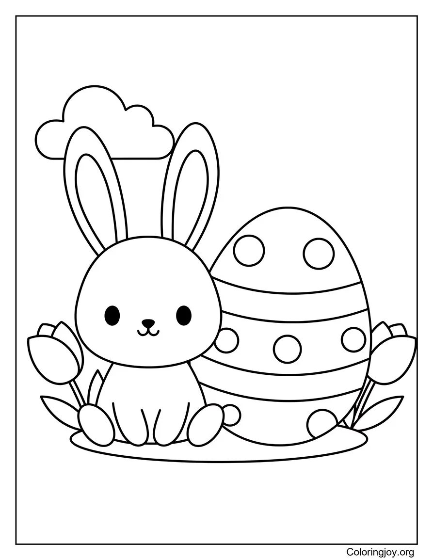 Spring Bunny with Flowers